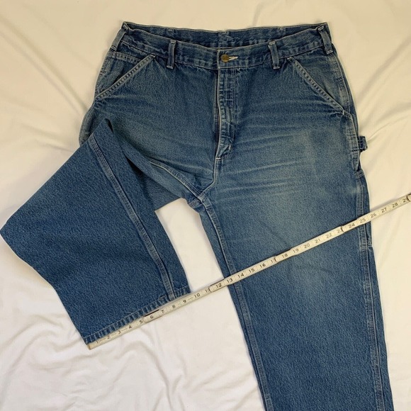 VTG Y2K Carhartt Loose Dungaree Fit B13 DST Skate Blue Jeans 38x26 Cyber Baggy - Picture 6 of 10